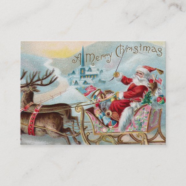 Carte De Visite Père Noël venant à la ville (Devant)