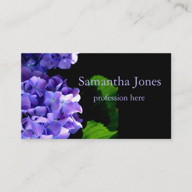 Carte De Visite Périwinkel hydrangeas violet bleu fleur floral (Devant)