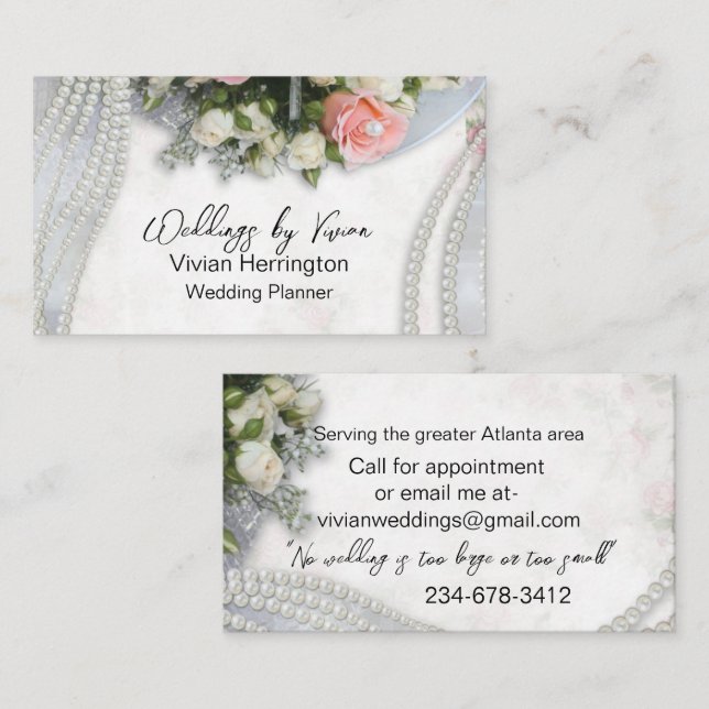 Carte De Visite Perles et Wedding planner Rose (Devant / Derrière)