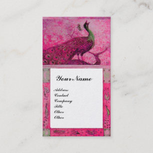 Carte De Visite PERRUCHES AMOUR MARIAGE MONOGRAMME Rose Fuchsia Pe