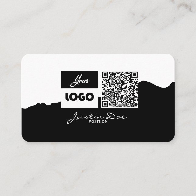 Carte De Visite Personal business card with QR code Black & White (Devant)