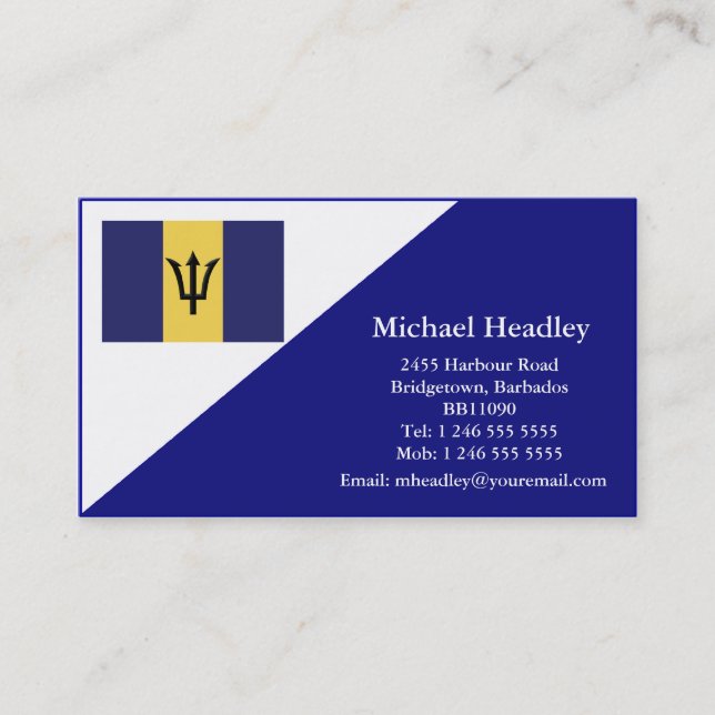 Carte De Visite Personal Business Vard - Barbade (Devant)