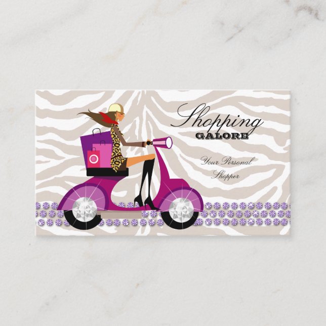 Carte De Visite Personal Shopper Fashion Bijoux Purple Zebra (Devant)