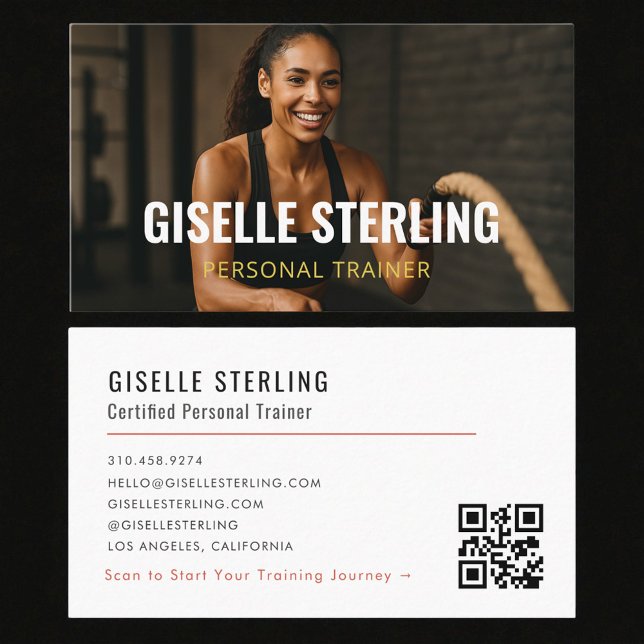 Carte De Visite Personal Trainer Fitness Photo QR Code (Créateur téléchargé)