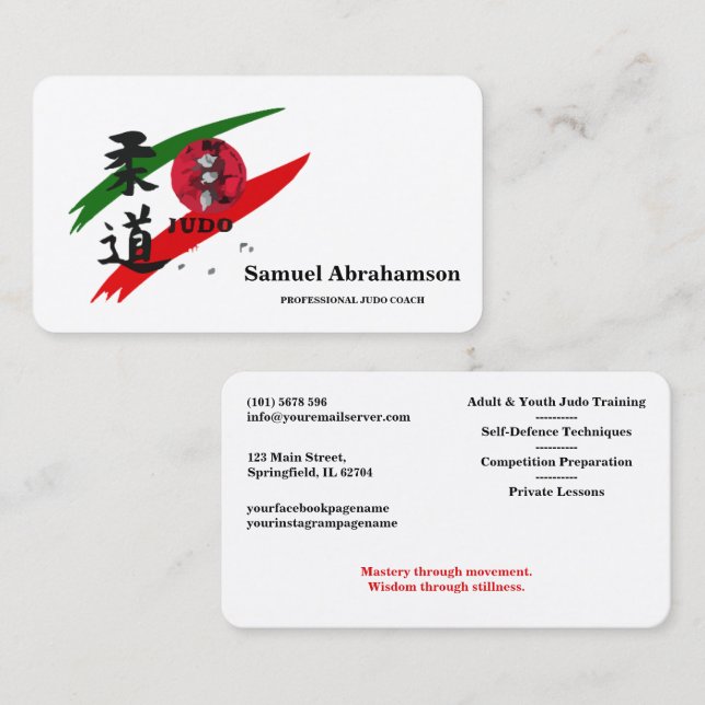 Carte De Visite Personalized Judo instructor - Karte  (Devant / Derrière)