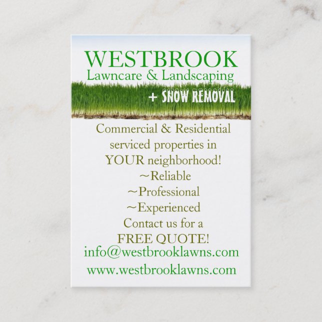 Carte de visite personnalisable de Lawncare et (Devant)