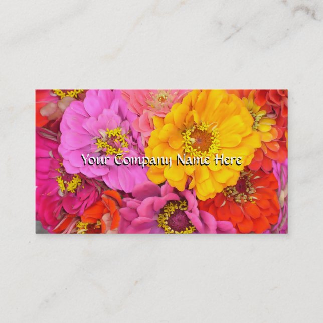Carte de visite personnalisable de Zinnias heureux (Devant)