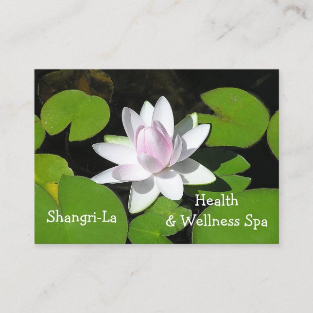 CARTE DE VISITE PERSONNALISABLE/EAU LILY/BLANC AVEC ROSE PALE (Devant)