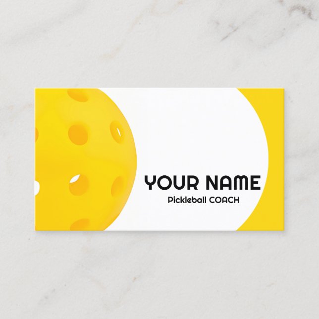 Carte De Visite Personnalisable Jaune réaliste pickleball (Devant)