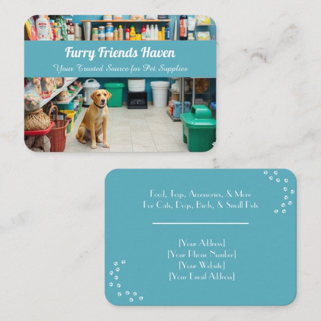 Carte de visite personnalisable pour animalerie –  (Devant / Derrière)