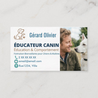 Carte De Visite Personnalisable Pour Éducateur Canin Avec Photo