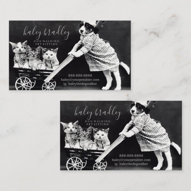 Carte De Visite Personnalisable Retour à l'arrière Animaux de comp (Devant / Derrière)
