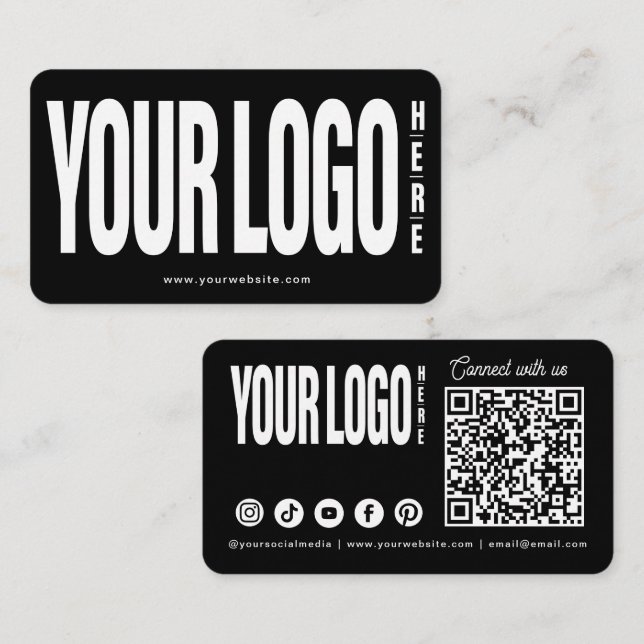 Carte De Visite Personnalisé Ajouter Votre Logo Connecter Social M (Devant / Derrière)