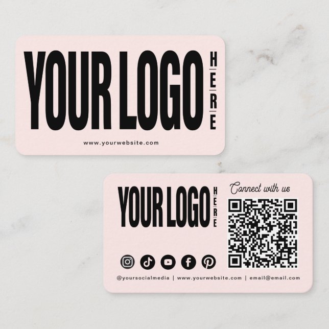 Carte De Visite Personnalisé Ajouter Votre Logo Connecter Social M (Devant / Derrière)