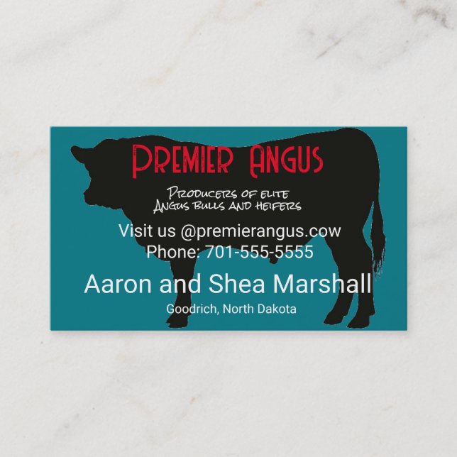 Carte de visite personnalisé Angus Bull Silhouette (Devant)