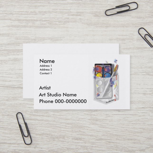 Carte de visite personnalisé Artiste (Devant/Arrière en situation)