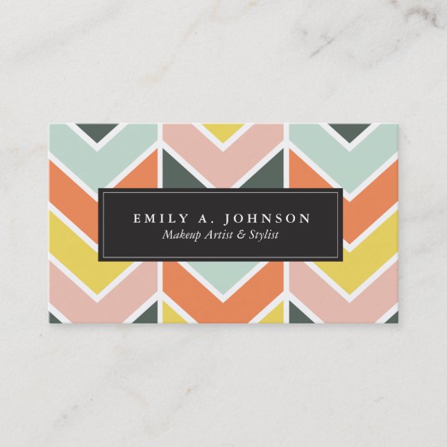 Carte De Visite Personnalisé | Chevron joyeux par Origami Prints (Devant)