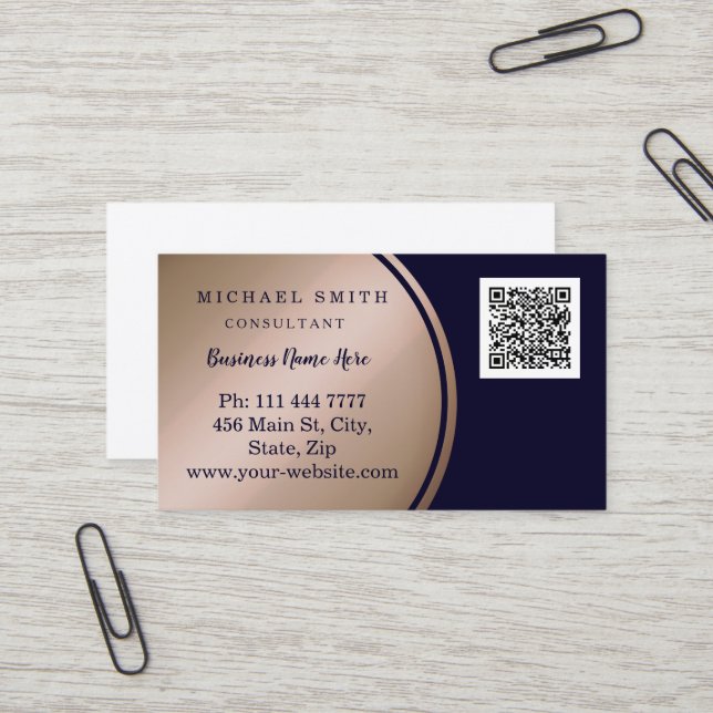 Carte De Visite Personnalisé Entreprise Code QR Personnalisé (Devant/Arrière en situation)