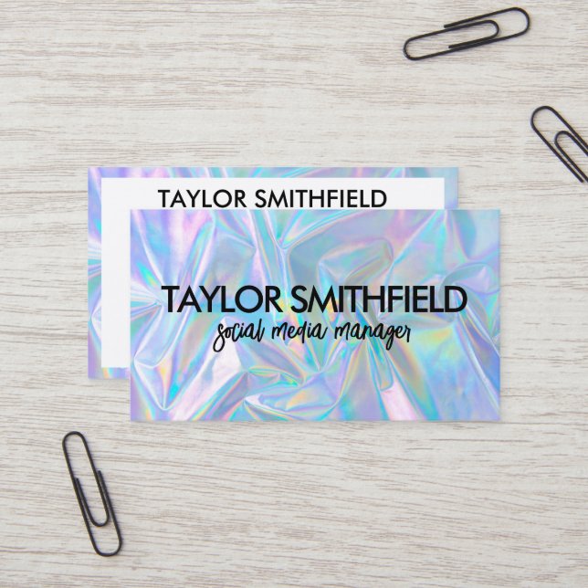 Carte de visite personnalisé Faux Holographique (Devant/Arrière en situation)