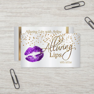Carte De Visite Personnalisé - Lèvres Allant Gold Confetti & Lè