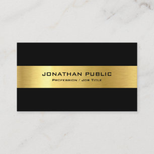 Carte De Visite Personnalisé moderne Elegant Black Gold Simple Mod