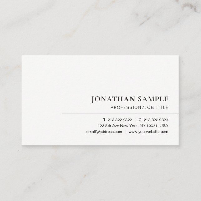 Carte De Visite Personnalisé moderne minimal élégant professionnel (Devant)