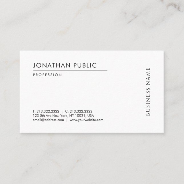 Carte De Visite Personnalisé Moderne Simple Modèle Professionnel É (Devant)