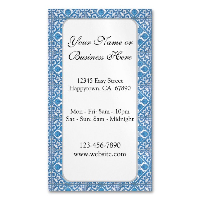 Carte de visite personnalisé Motif bleu blanc Faux (devant Vertical)