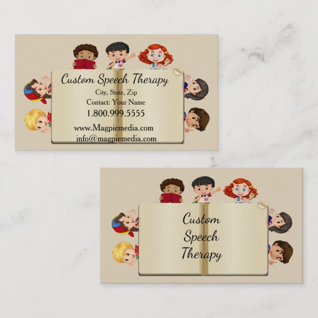 Carte De Visite Personnalisé Nom Thérapie vocale Enfants Cartoon (Devant / Derrière)