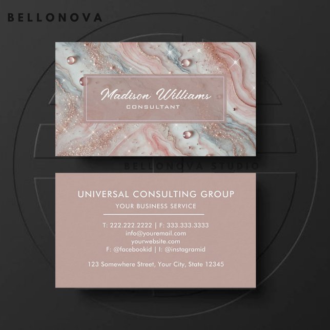 Carte De Visite Personnalisé Parties scintillant bleu rose blanc b (Custom Light Pink Blue White Glitter Professional Business Card)