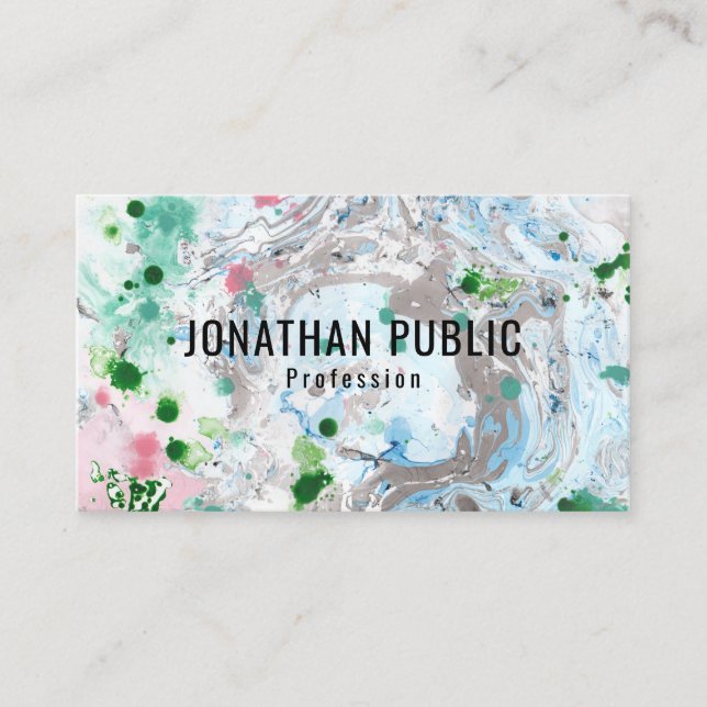 Carte De Visite Personnalisé rose bleu vert tendance Art moderne A (Devant)