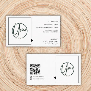 Carte De Visite Personnalisé Simple 2 Logos Qr Code Corporation