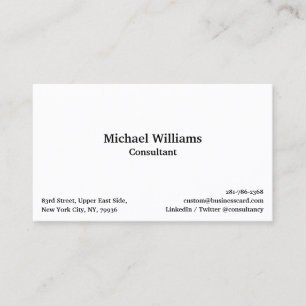 Carte De Visite Personnalisé Simple Blanc Professionnel Moderne Mi