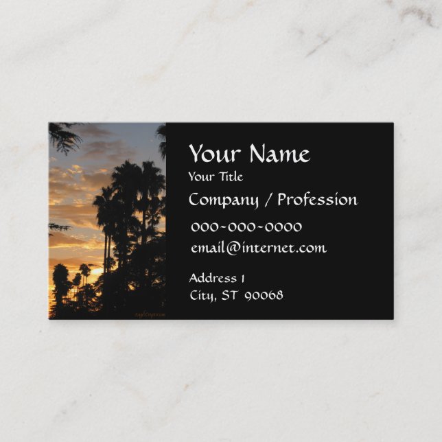 Carte de visite personnalisé Sunset Palm Tree (Devant)