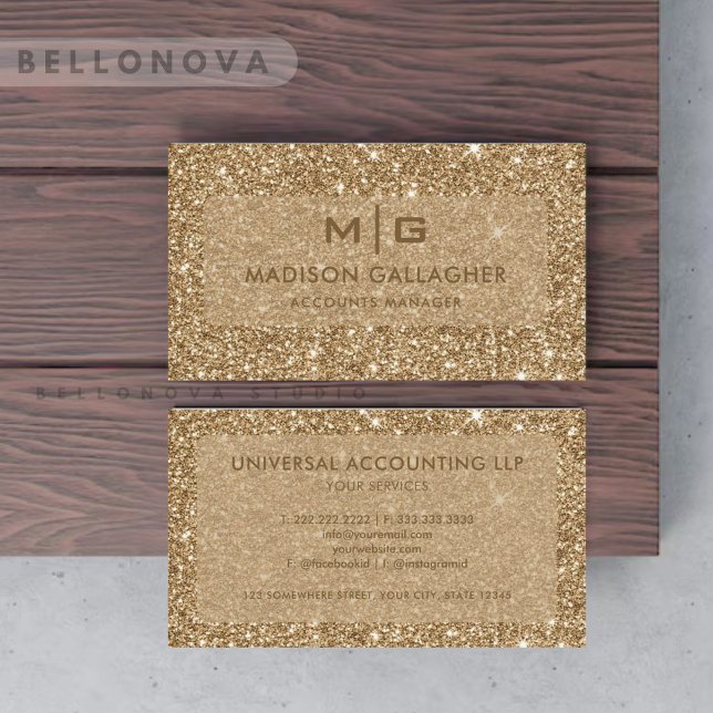 Carte De Visite Personnalisé Yellow Gold Parties scintillant Profe (Custom Yellow Gold Glitter Professional Business Card)