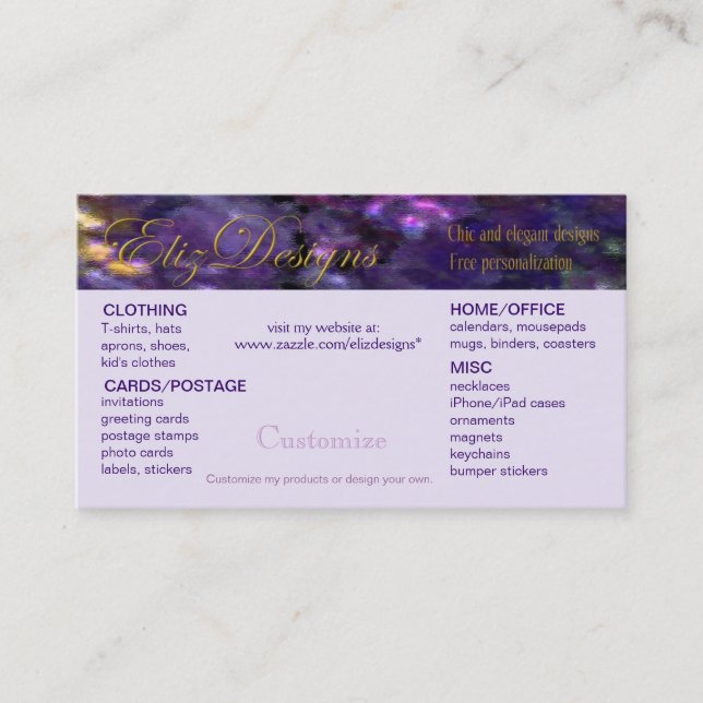 Carte de visite personnalisé Zazzle (Devant)