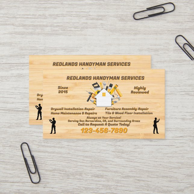Carte De Visite Personnaliser détaillée Handyman Promo (Devant/Arrière en situation)