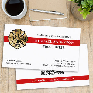 Carte De Visite Personnaliser du service d'incendie Code QR Logo p