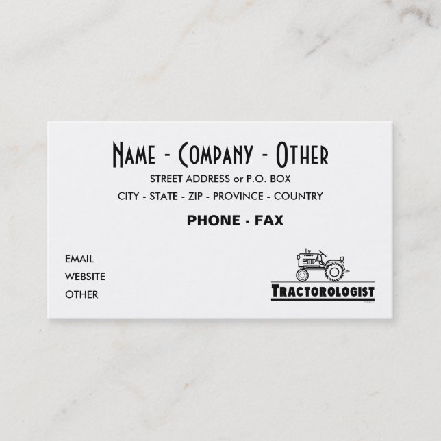 Carte De Visite Personnaliser Funny Tracteur (Devant)