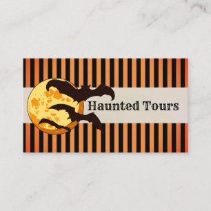 Carte De Visite Personnaliser Halloween Tours hantés Orange Noir