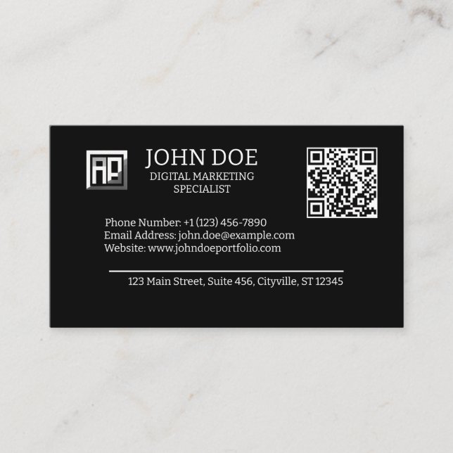 Carte De Visite personnaliser LOGO & QR code | Moderne (Devant)