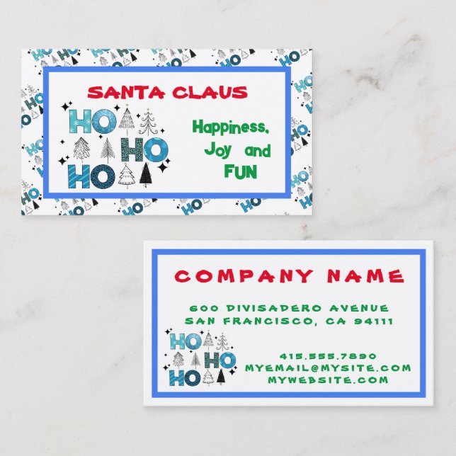 Carte De Visite Personnaliser Santa Claus (Devant / Derrière)