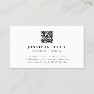 Carte De Visite Personnalisez votre texte QR Code Moderne Élégant