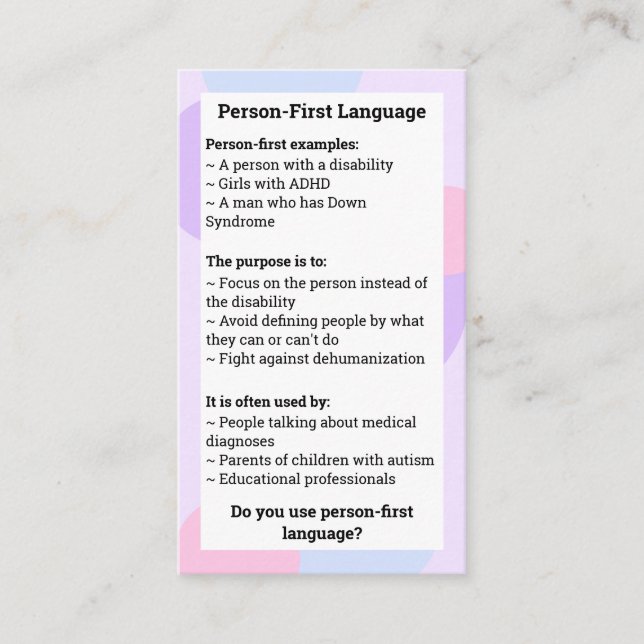 Carte De Visite Personne première identité première comparaison (Devant)