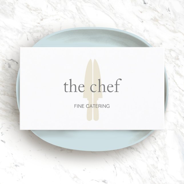 Carte De Visite Personnel Chef Couteau Logo Cuisine Cuisine (Créateur téléchargé)