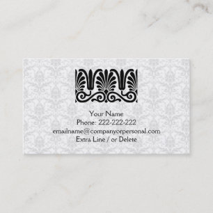 Carte De Visite Personnel simple de damassé blanche noire
