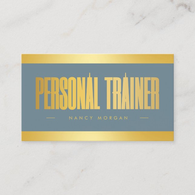 Carte De Visite Personnelle Trainer Dusty Bleu Et Or (Devant)