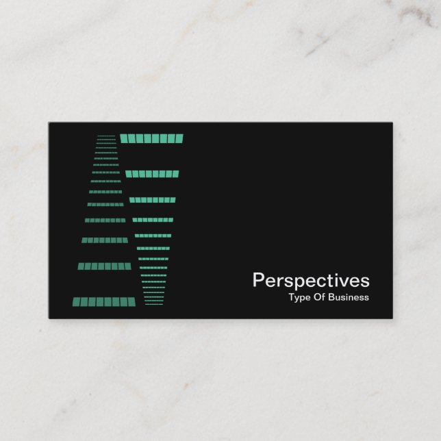 Carte De Visite Perspectives - Turquoise et blanc sur noir (Devant)