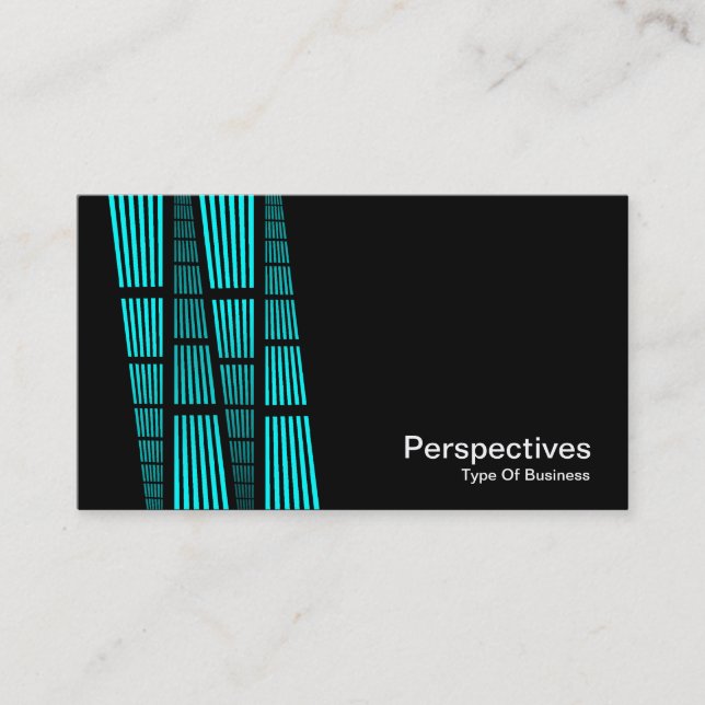 Carte De Visite Perspectives v2 - Cyan et blanc sur noir (Devant)