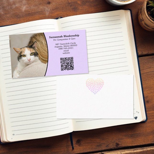 Carte De Visite Pet Care Code QR personnalisé et photo (Custom QR code and photo business card template front and back)